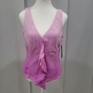 Kenneth Cole Lavender Ruffle V-Neck Blouse
